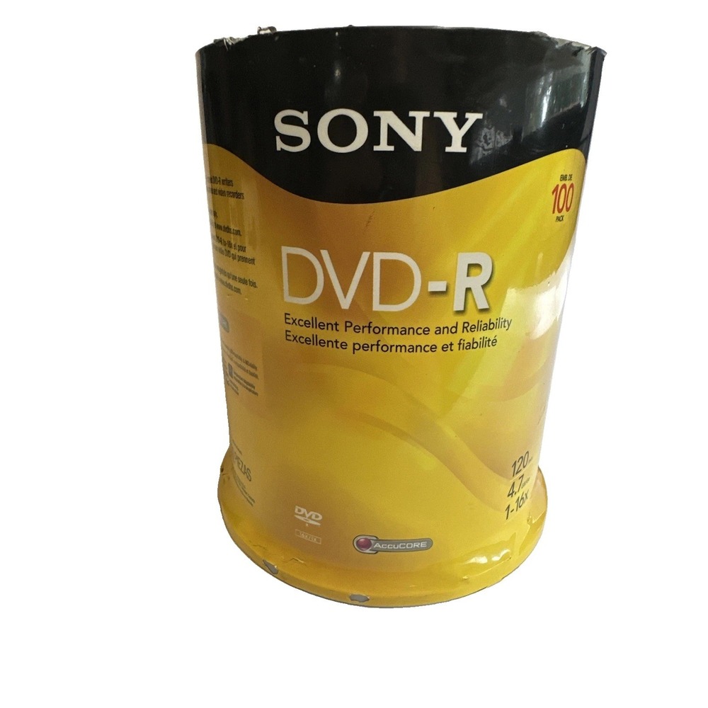 SONY DVD-R 100 Pack 120min 4.7GB 1-16X Optical Media Storage - NEW SEALED